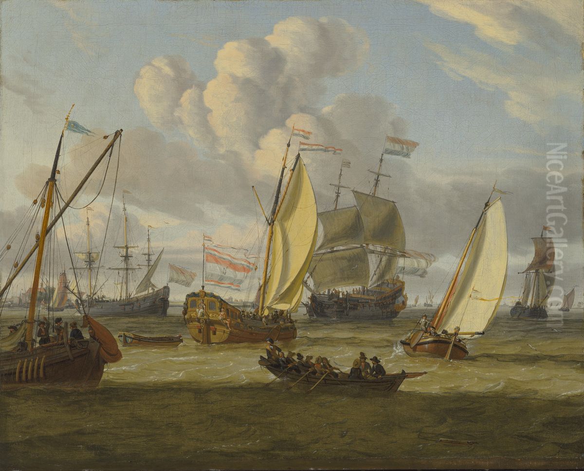 Shipping in an estuary Oil Painting by Abraham Storck
