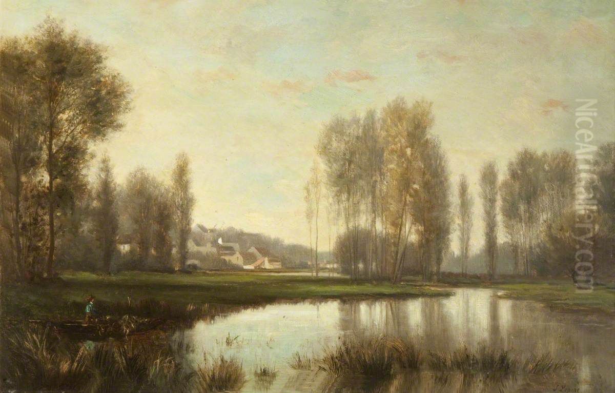 River Scene Oil Painting by Stanislas Lepine