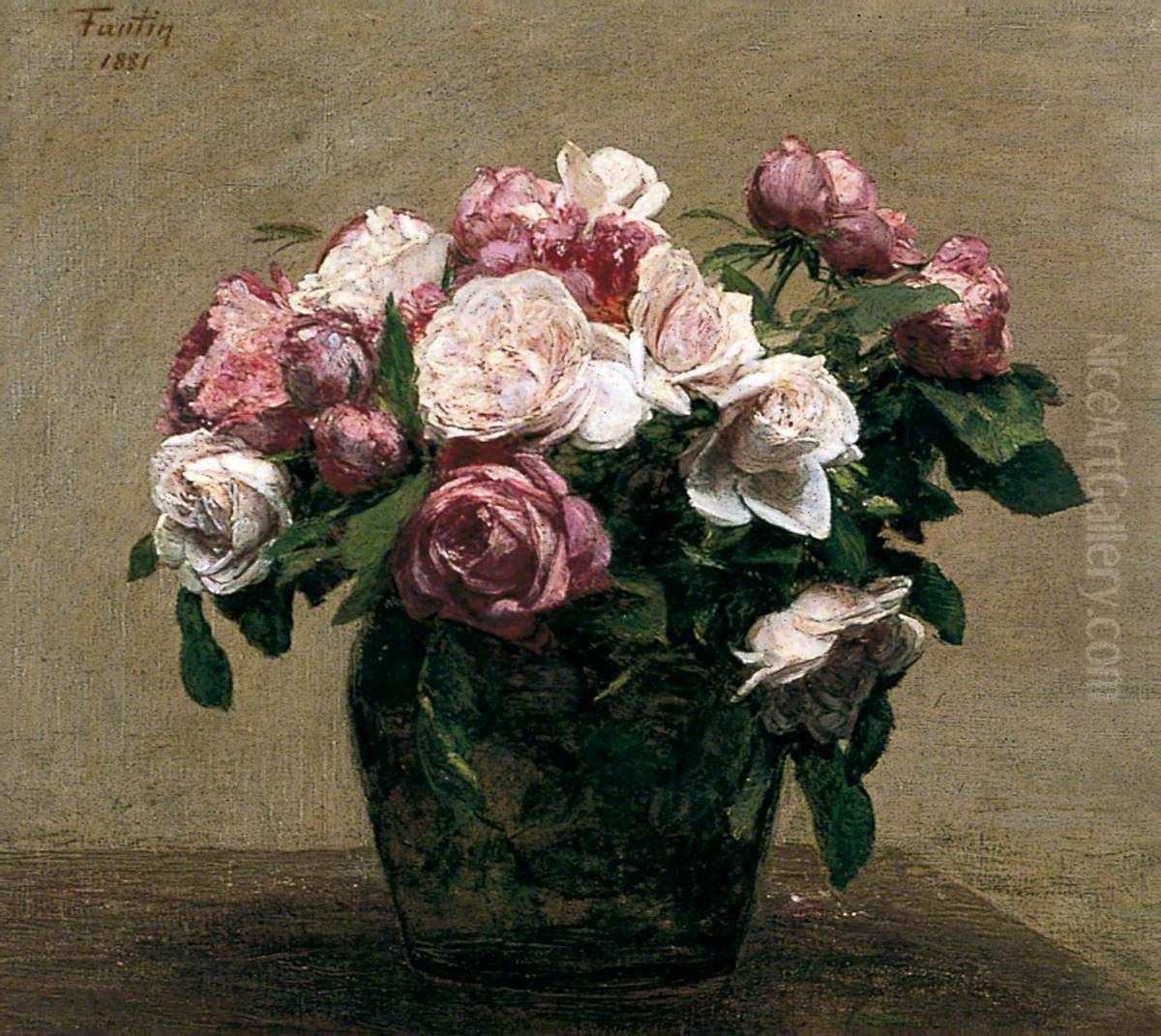 Pink Roses Oil Painting by Henri Fantin-Latour