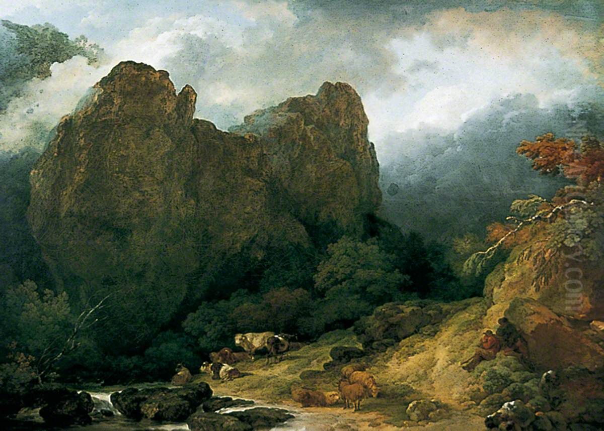 Dovedale in Derbyshire Oil Painting by Philip James de Loutherbourg
