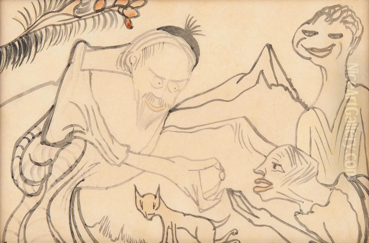 Goldmann Baruch Teerbroom gives Nina a pill Oil Painting by Stanislaw Ignacy Witkiewicz (Witkacy)