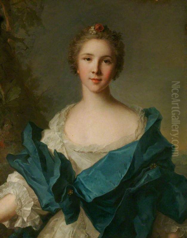 A Woman with a Blue Mantle Oil Painting by Jean-Marc Nattier