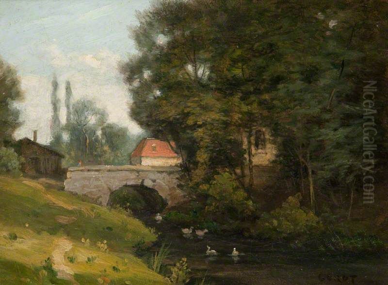 The Mill Stream Oil Painting by Jean-Baptiste Camille Corot