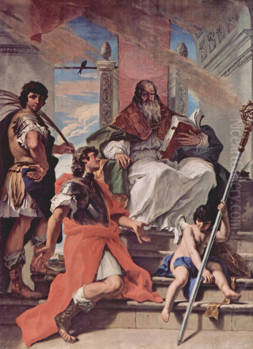 Ss. Prokulus, Firmus, }Rusticus of Verona and an Angel Oil Painting by Sebastiano Ricci