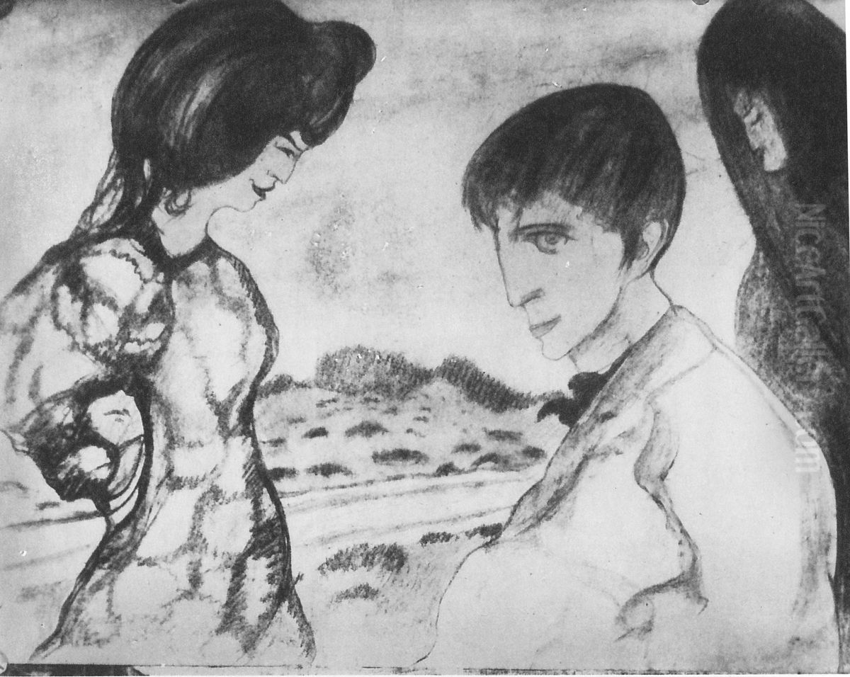 My son, his mother (but not my wife) and lover Oil Painting by Stanislaw Ignacy Witkiewicz (Witkacy)