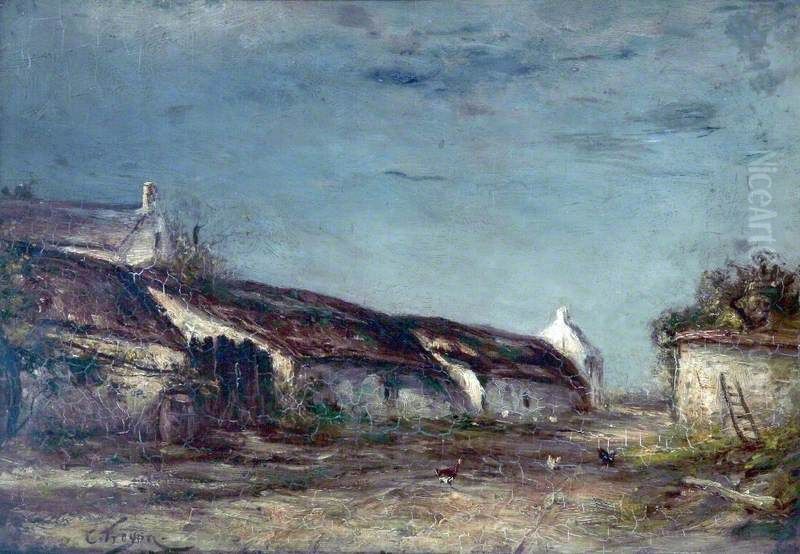 Old Cottages Oil Painting by Constant Troyon
