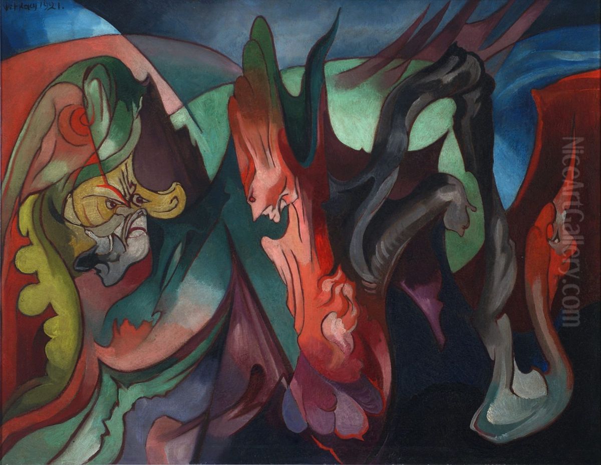 Composition Oil Painting by Stanislaw Ignacy Witkiewicz (Witkacy)