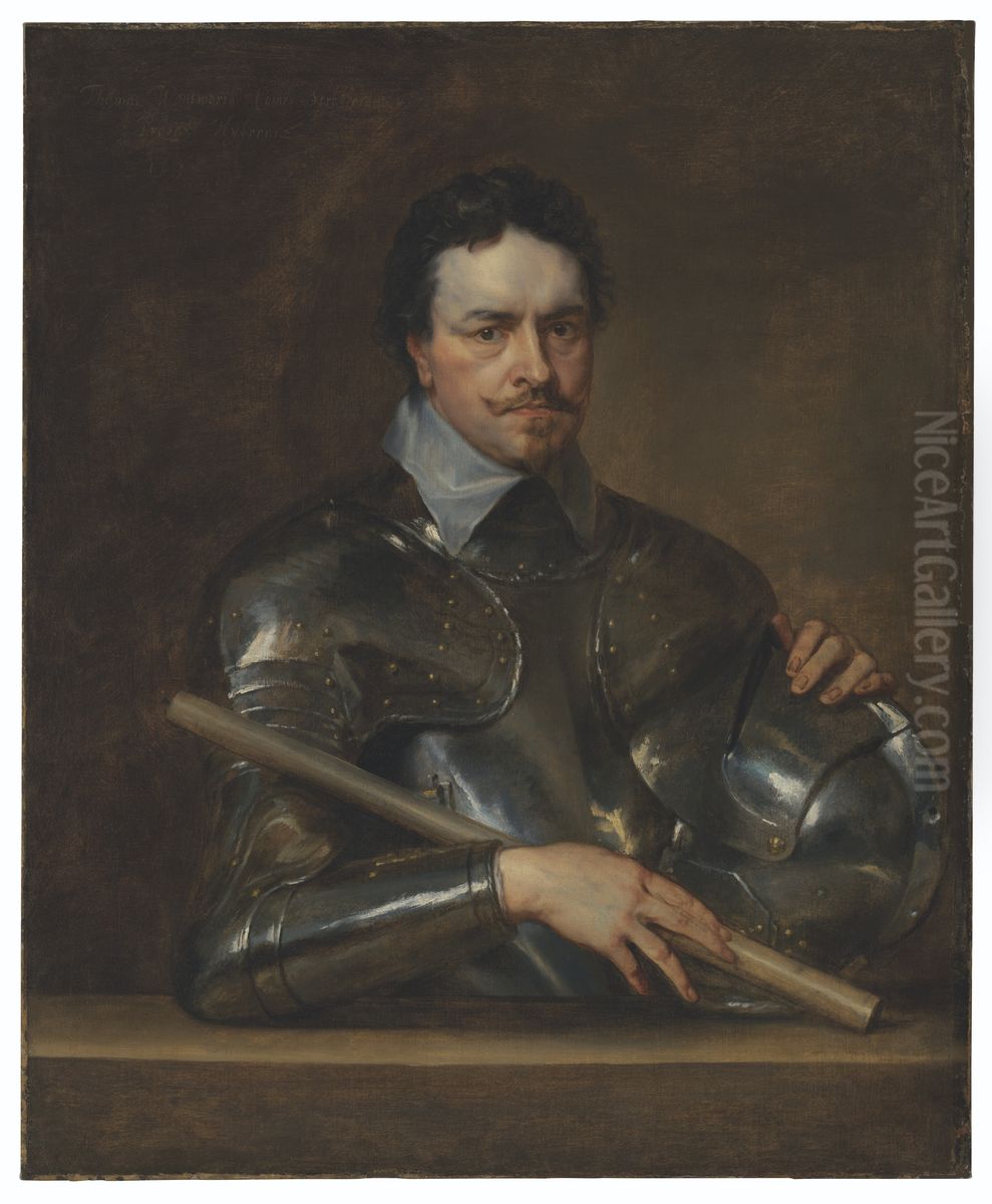 Portrait of Thomas Wentworth, 1st Earl of Strafford (1593-1641), half-length, in armour Oil Painting by Sir Anthony Van Dyck