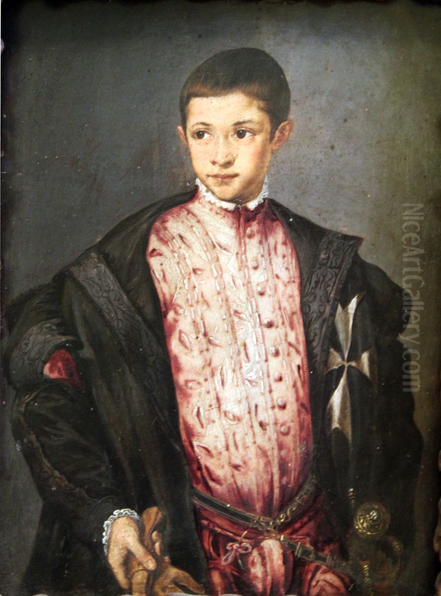 Ranuccio Farnese (1530-1565) at the age of 12 Oil Painting by Francesco Salviati