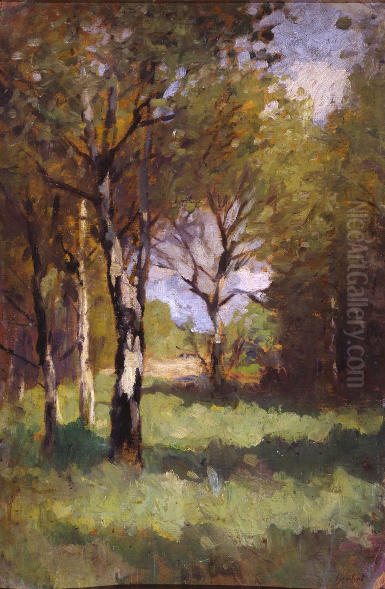 Birches Oil Painting by Thomas Ludwig Herbst