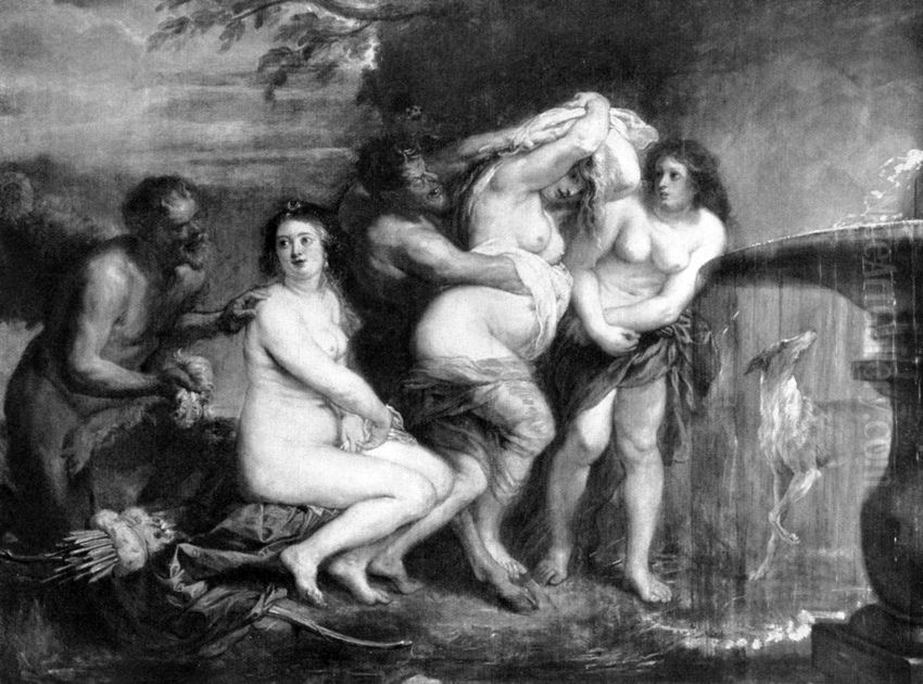 Diana and nymphs spied on by Satyrs Oil Painting by (studio of) Rubens, Peter Paul