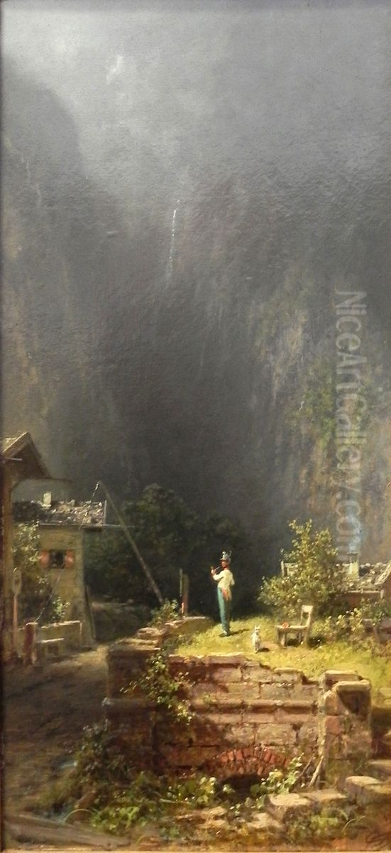 Austrian Sentinel Oil Painting by Carl Spitzweg