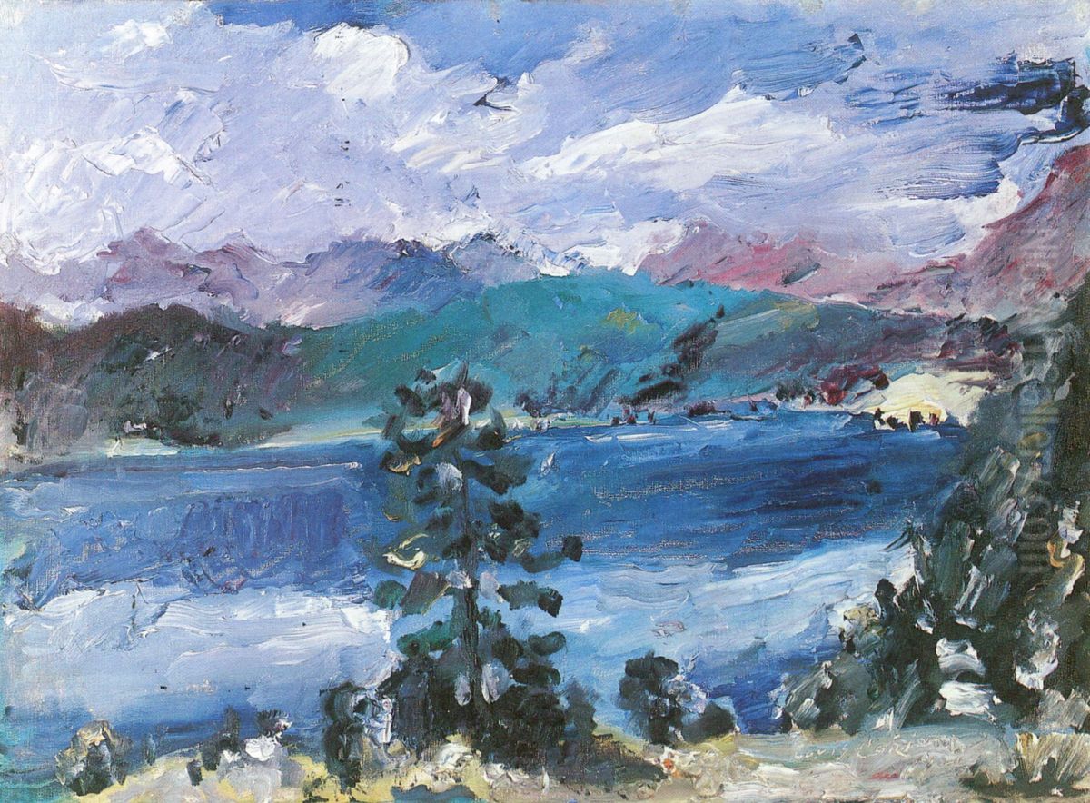 Walchensee mit Larche Oil Painting by Lovis (Franz Heinrich Louis) Corinth
