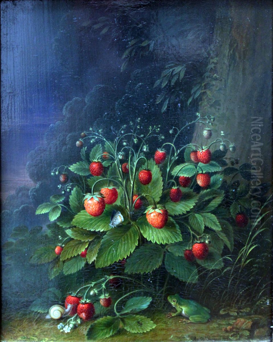 Strawberries Oil Painting by Johann Adam Schlesinger