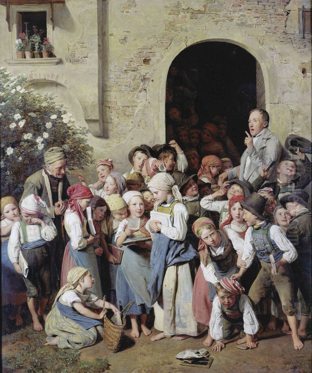 After school Oil Painting by Ferdinand Georg Waldmuller
