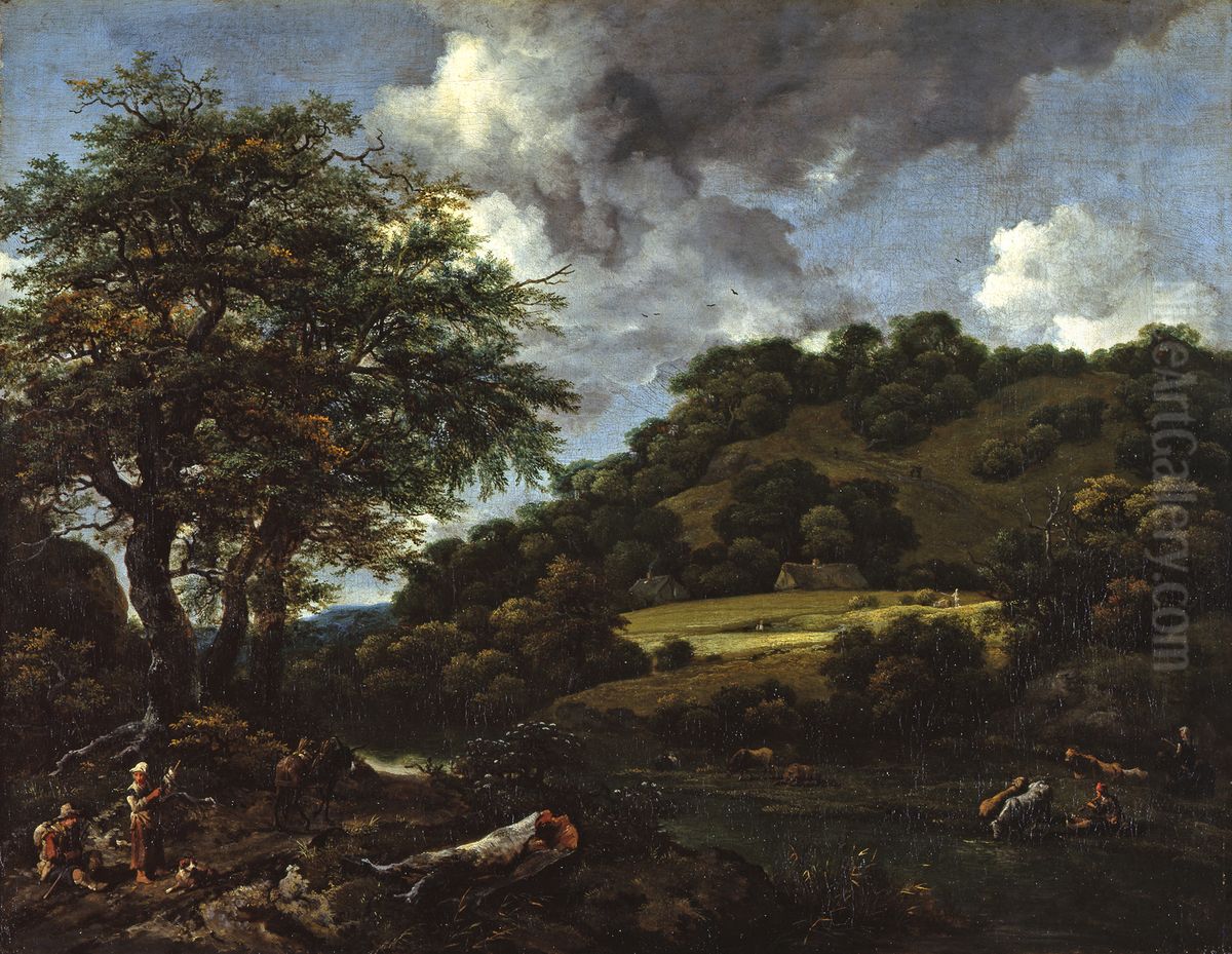 Hugelige Landschaft mit hohen Eichen Oil Painting by Jacob Van Ruisdael