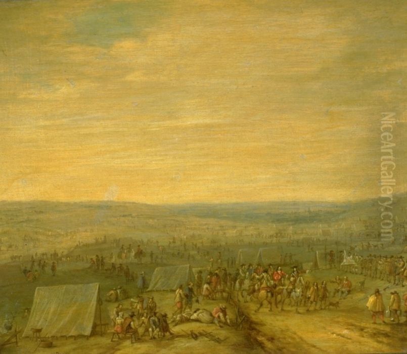 A military camp Oil Painting by Robert van den Hoecke