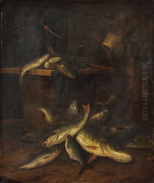Stilleben mit toten Fischen Oil Painting by Jacob Gillig