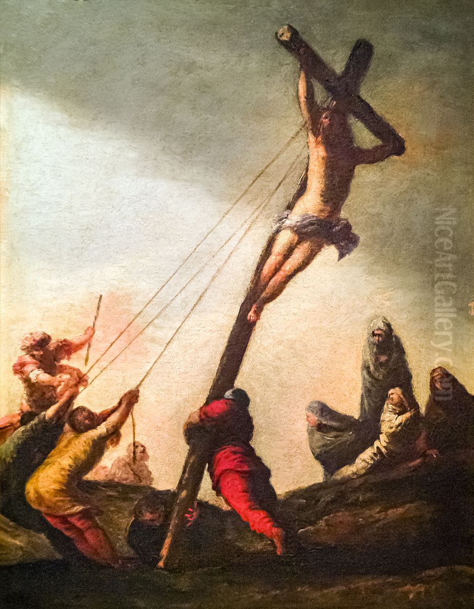 Raising of the Cross Oil Painting by Sebastiano Mazzoni