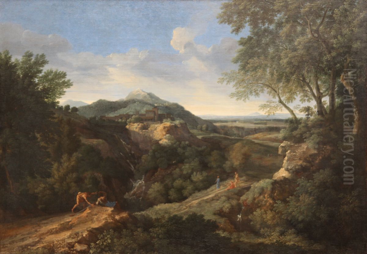 Romische Gebirgslandschaft Oil Painting by Gaspard Dughet