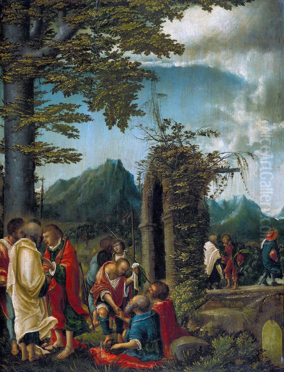 Der Abschied der Apostel in waldiger Landschaft Oil Painting by Albrecht Altdorfer