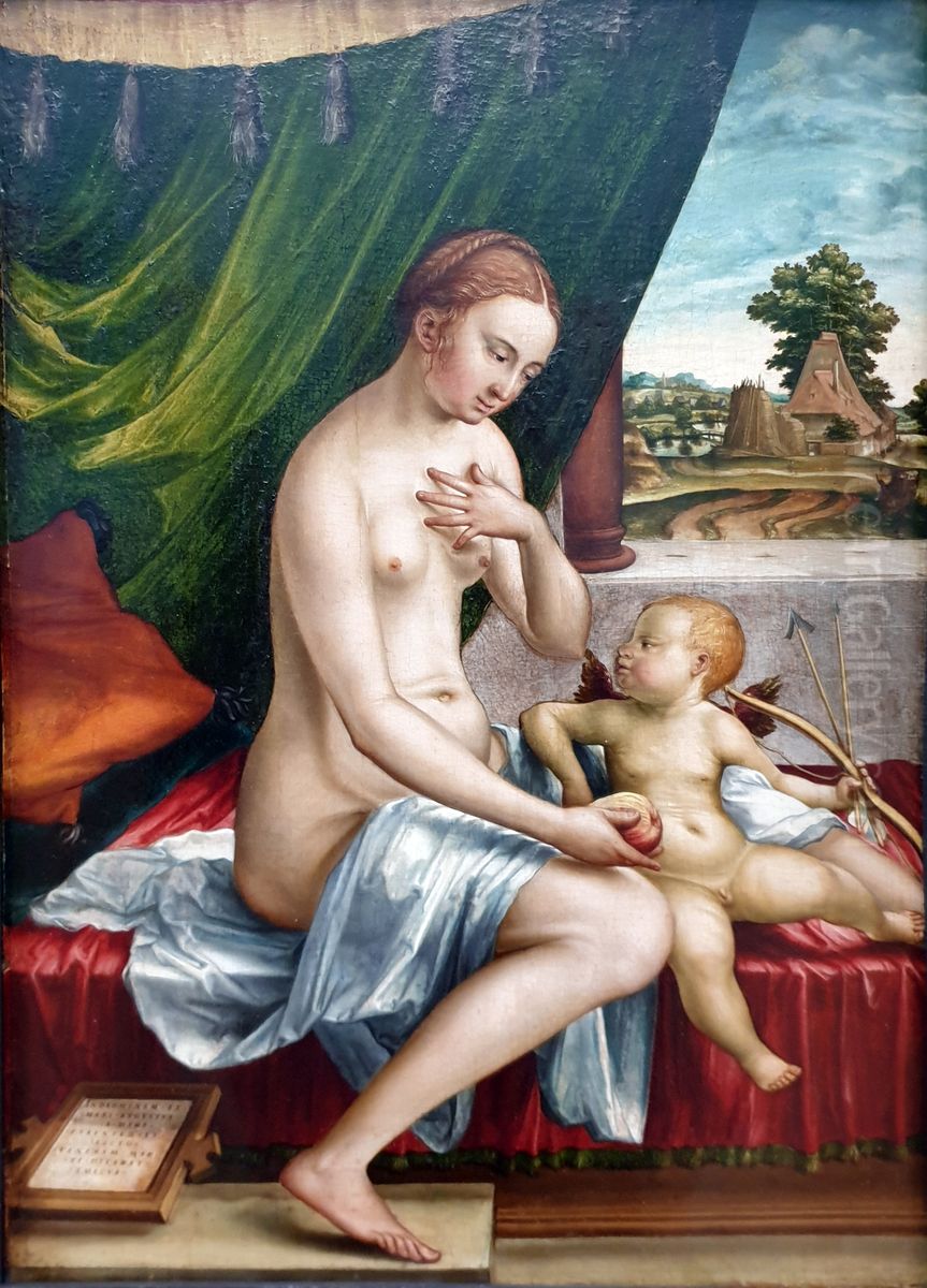 Venus and Cupid Oil Painting by Georg Pencz