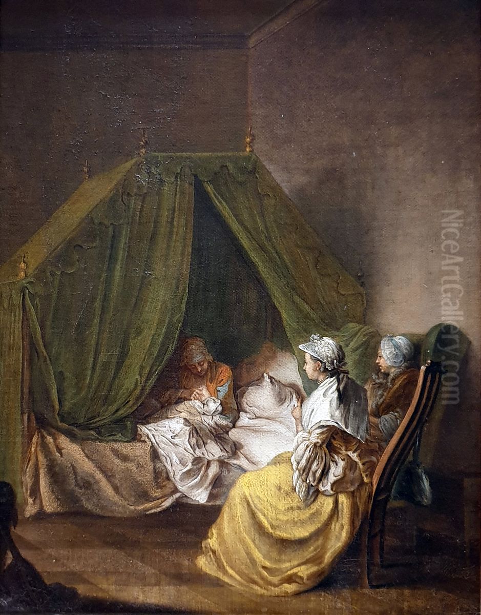 Die Wochenstube Oil Painting by Daniel Nikolaus Chodowiecki