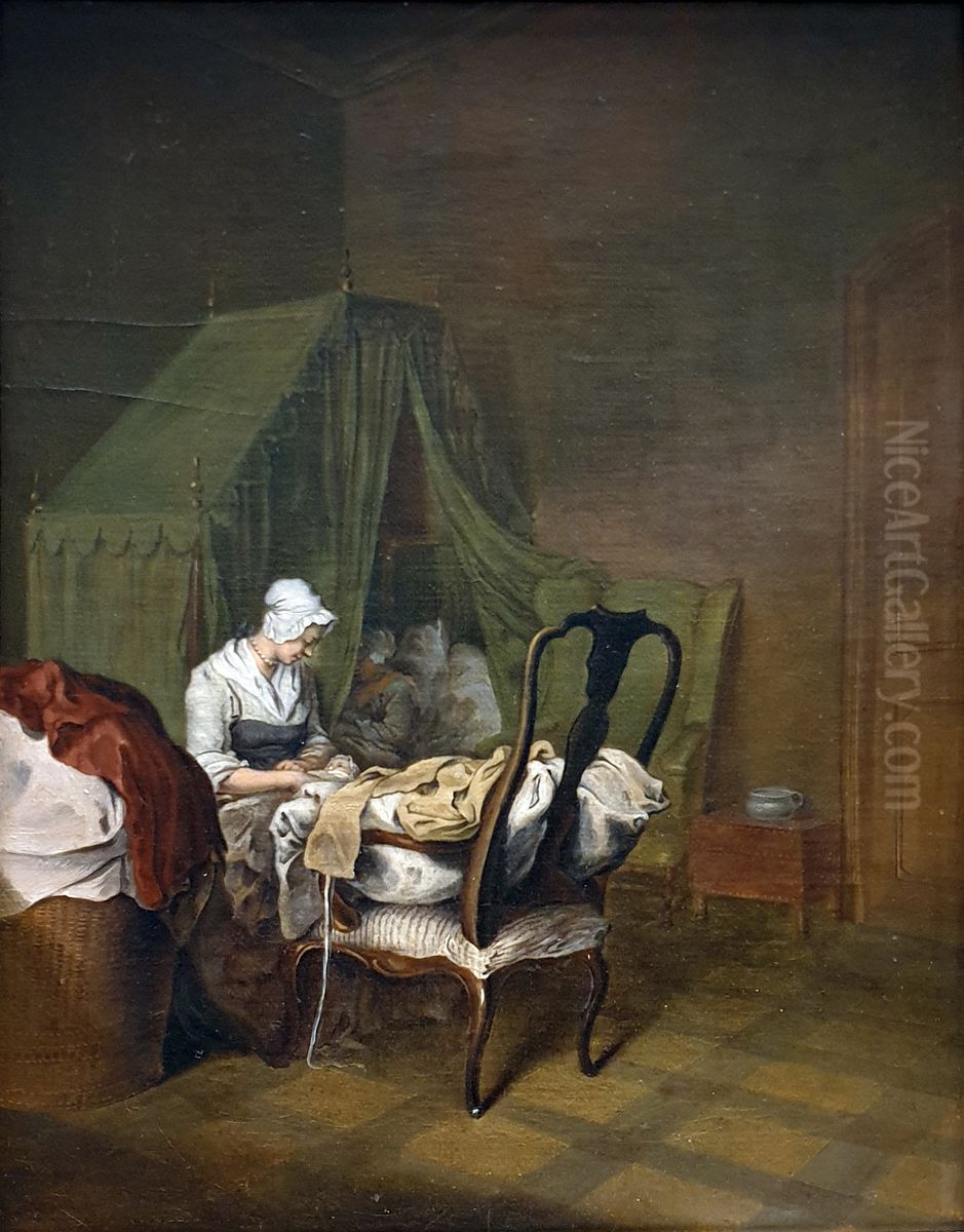 Childbed Oil Painting by Daniel Nikolaus Chodowiecki