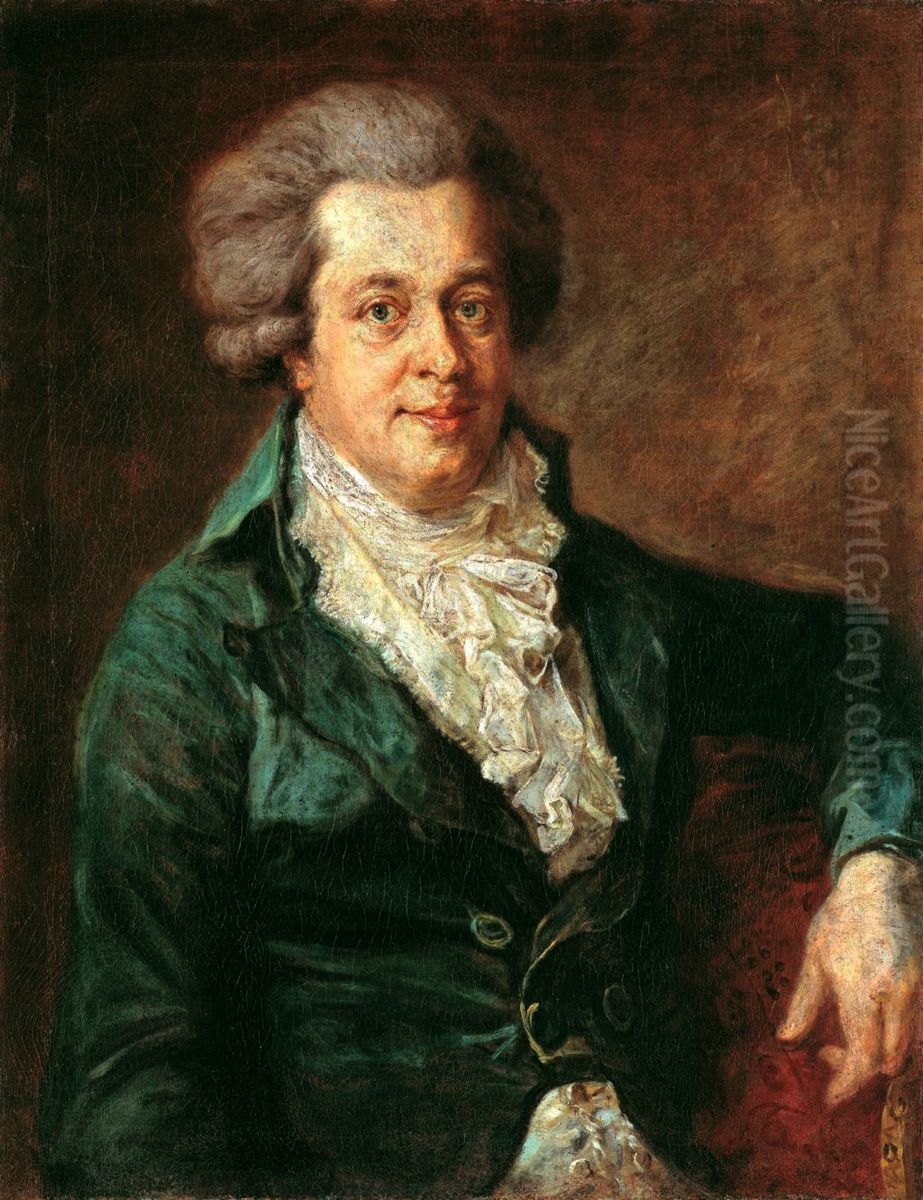 Portrait of Wolfgang Amadeus Mozart (1756-1791) Oil Painting by Johann Georg Edlinger