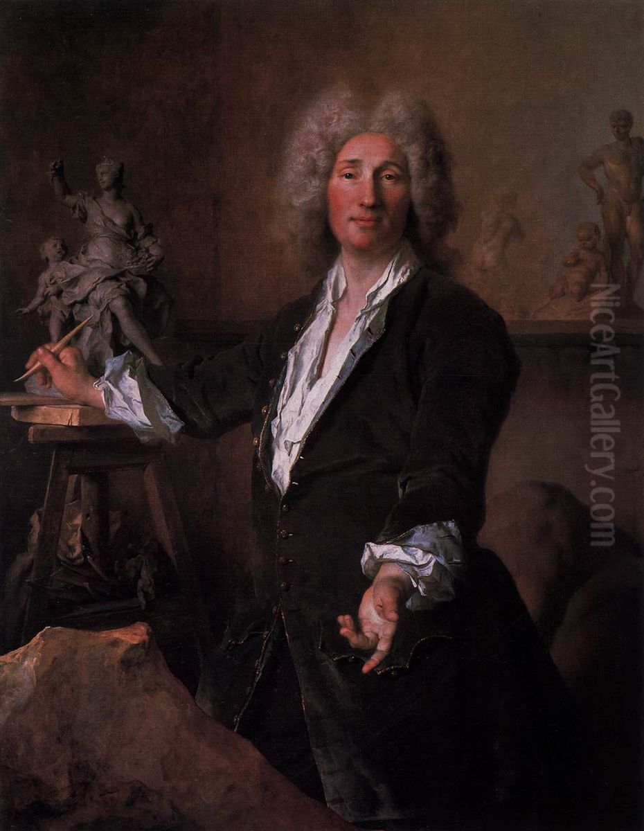 Der Bildhauer Nicolas Coustou in seinem Atelier Oil Painting by Nicolas de Largilliere