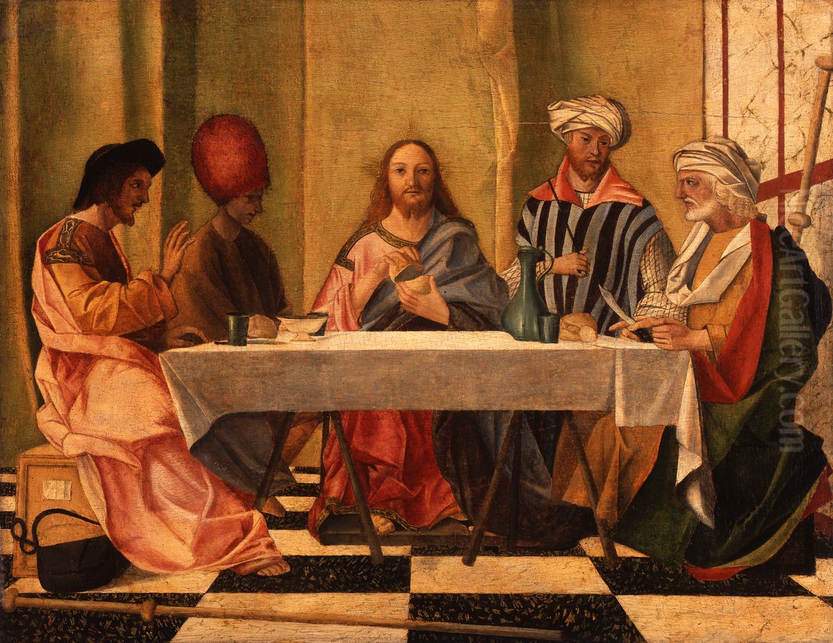 Christ in Emmaus Oil Painting by Benedetto Rusconi