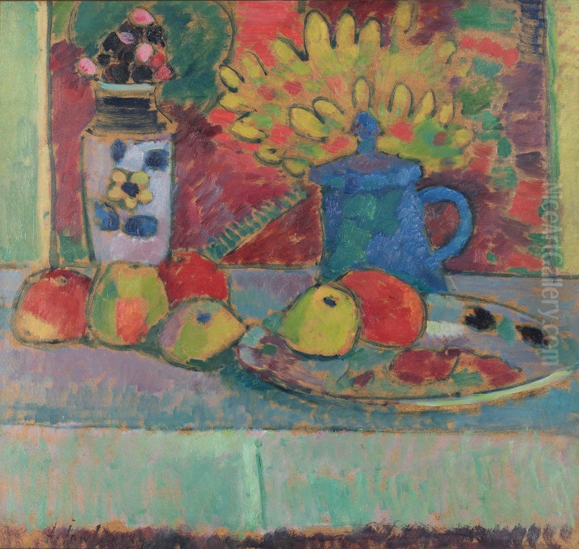 Still Life with Flowers and Fruit Oil Painting by Alexei Jawlensky