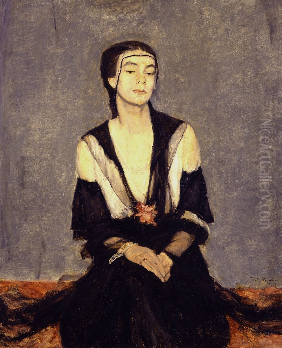 The Wife of the Artist Oil Painting by Fritz Rhein