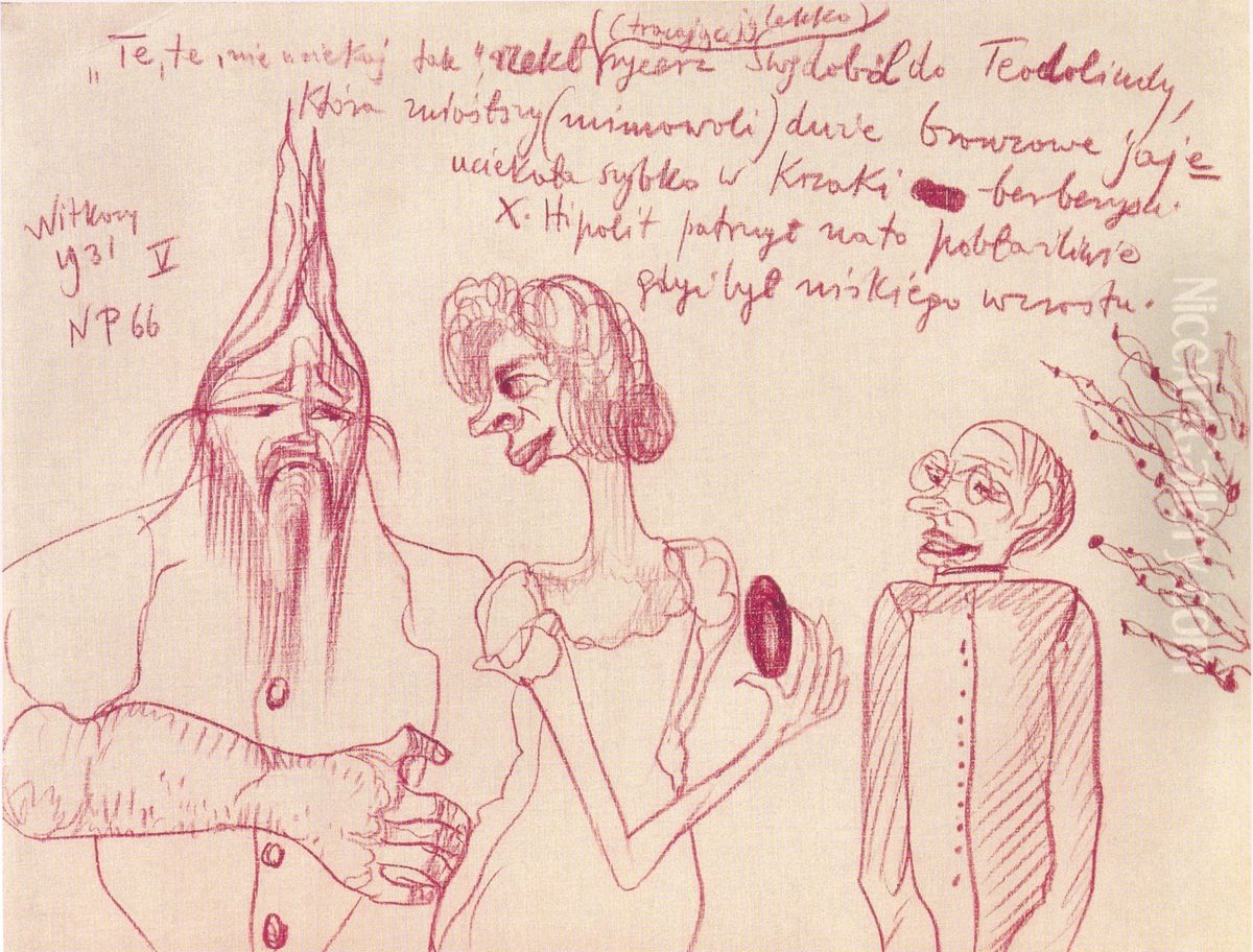 Te te nie uciekaj tak Oil Painting by Stanislaw Ignacy Witkiewicz (Witkacy)