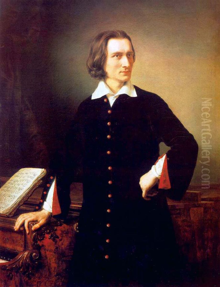 Portrait of Franz Liszt Oil Painting by Miklos Barabas