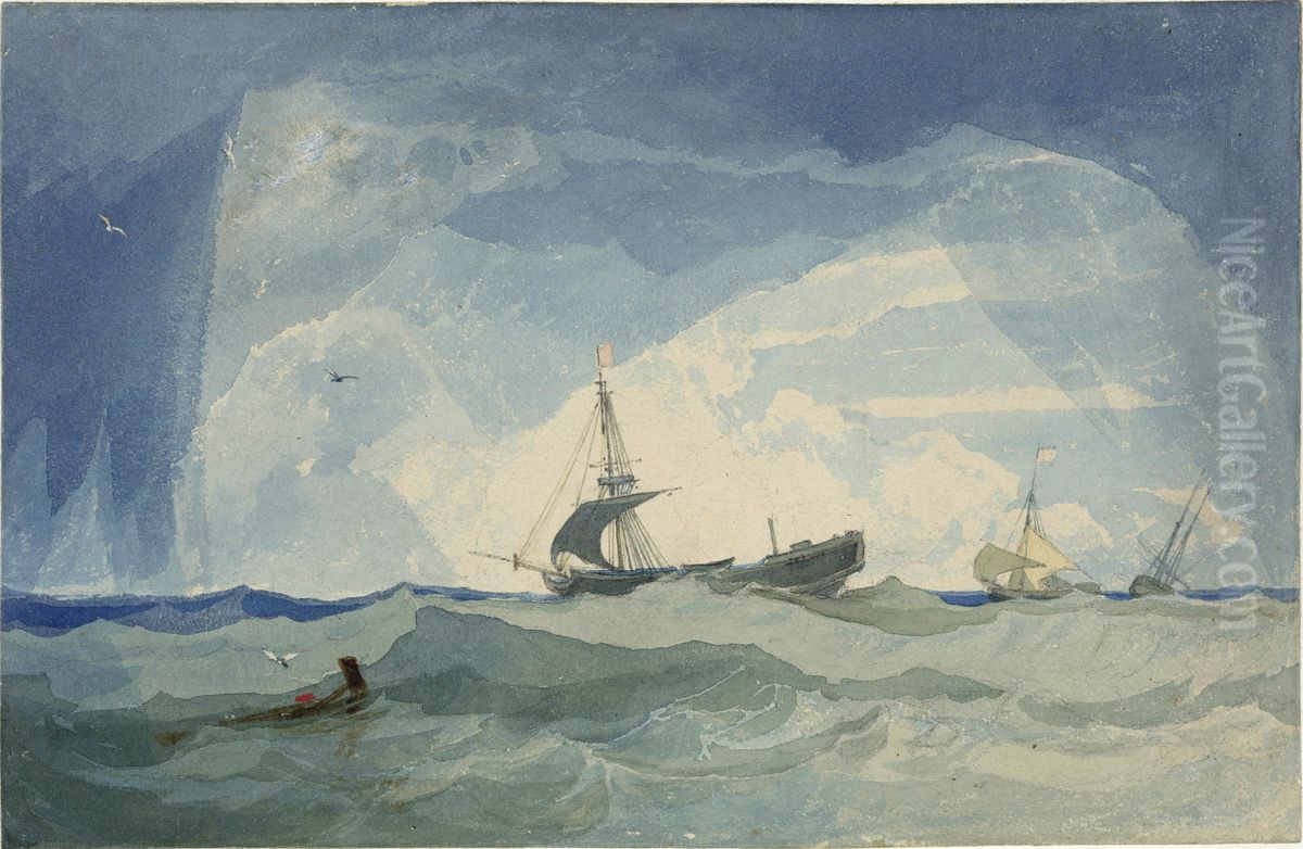 A dismasted brig Oil Painting by John Sell Cotman