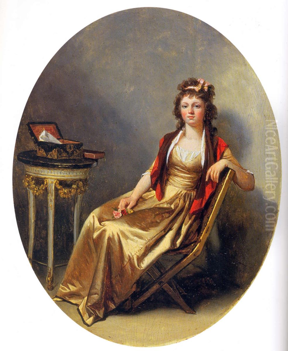 Jeune femme a la rose Oil Painting by Marguerite Gerard