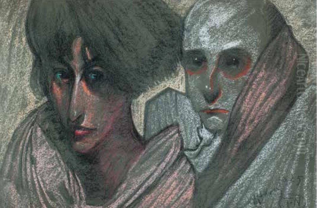 Double portrait of Winifred Cooper and a doctor Oil Painting by Stanislaw Ignacy Witkiewicz (Witkacy)