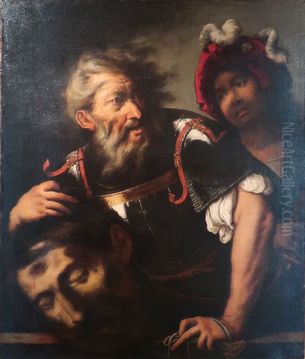 David and Saul with Goliath Oil Painting by Pietro della Vecchia