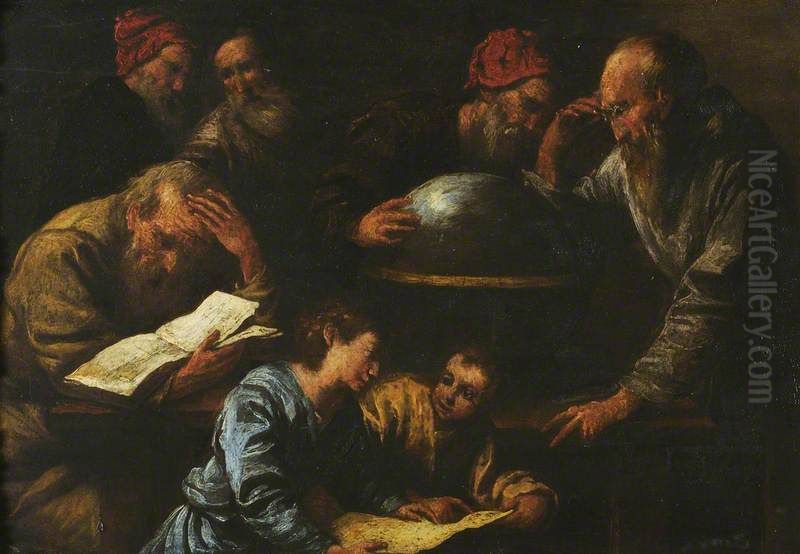 The Philosophers (Ptolemy and Euclid with Their Pupils) Oil Painting by Pietro della Vecchia