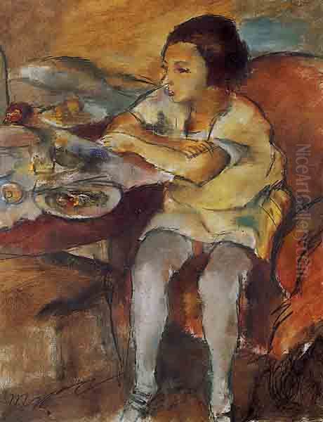 Le Dejeuner Oil Painting by Jules Pascin