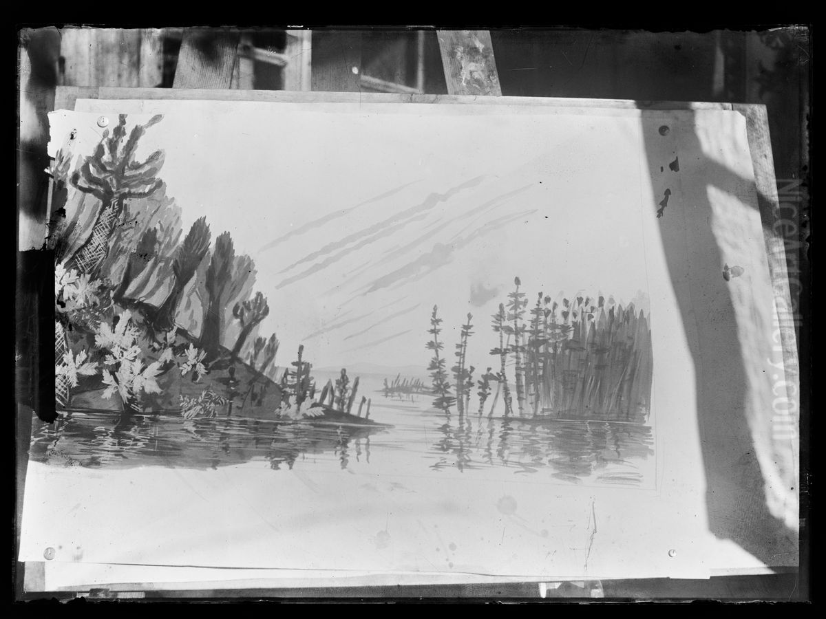 Triassic landscape, board design for the Tatra Museum Oil Painting by Stanislaw Ignacy Witkiewicz (Witkacy)