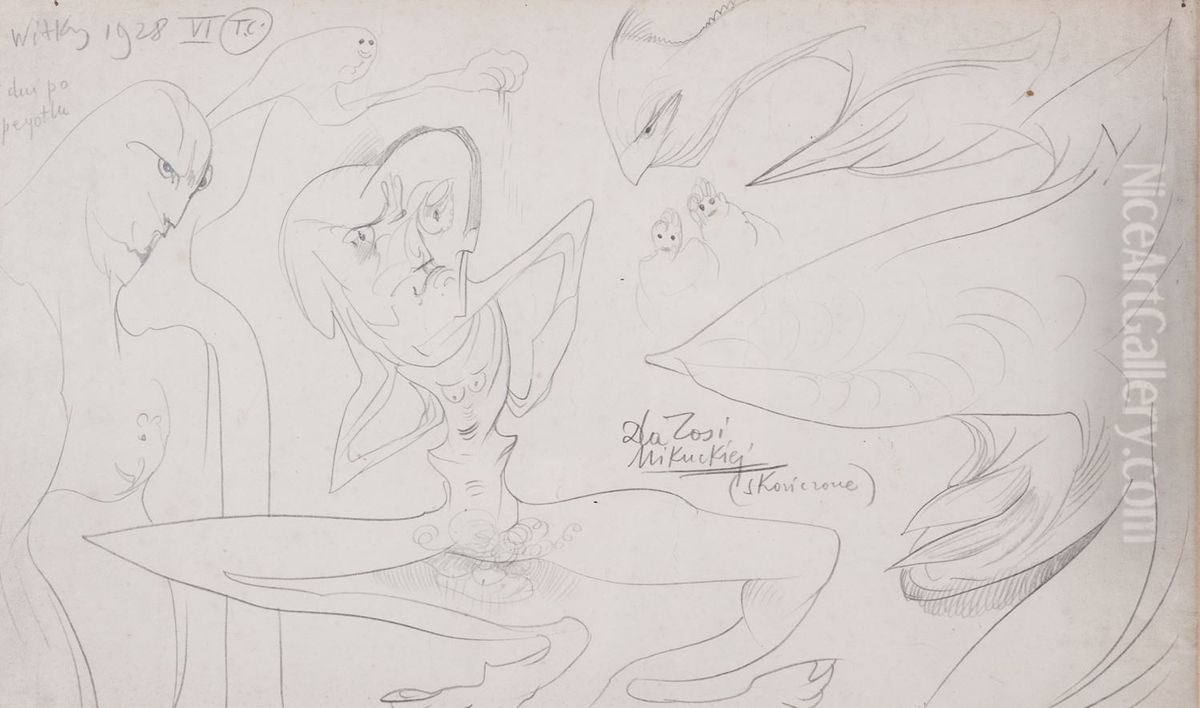 For Zosia Mikucka (finished) Oil Painting by Stanislaw Ignacy Witkiewicz (Witkacy)