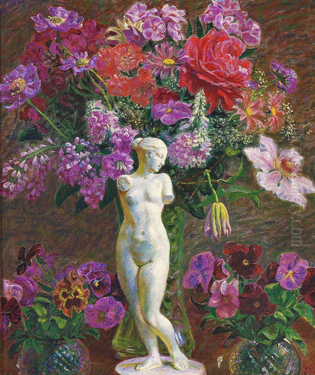 Still life with flowers. Oil Painting by Kristian Zahrtmann