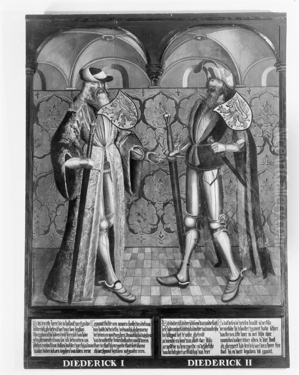 Haarlemse gravenportretten: Dirk I en Dirk II Oil Painting by Netherlands