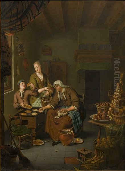 The Pancake Woman Oil Painting by Willem Van Mieris Leiden