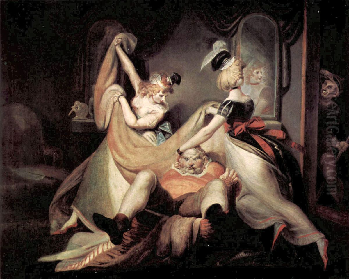 Falstaff in the Laundry Basket Oil Painting by Henry Fuseli