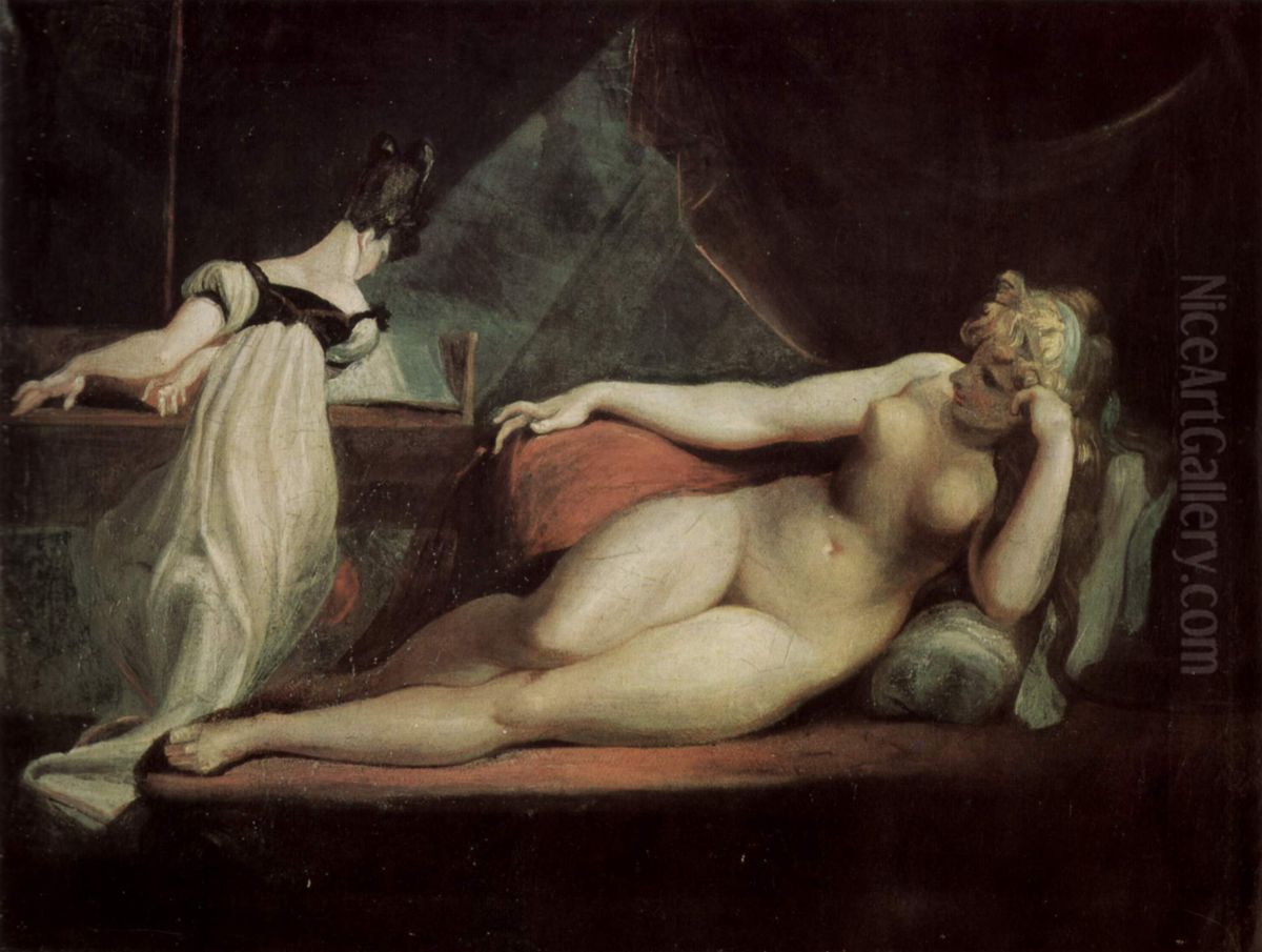 Laying Nude and pianist Oil Painting by Henry Fuseli