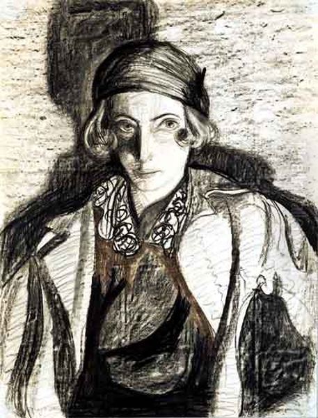 Portrait of Eugenia Dunin-Borkowska, with a shadow Oil Painting by Stanislaw Ignacy Witkiewicz (Witkacy)