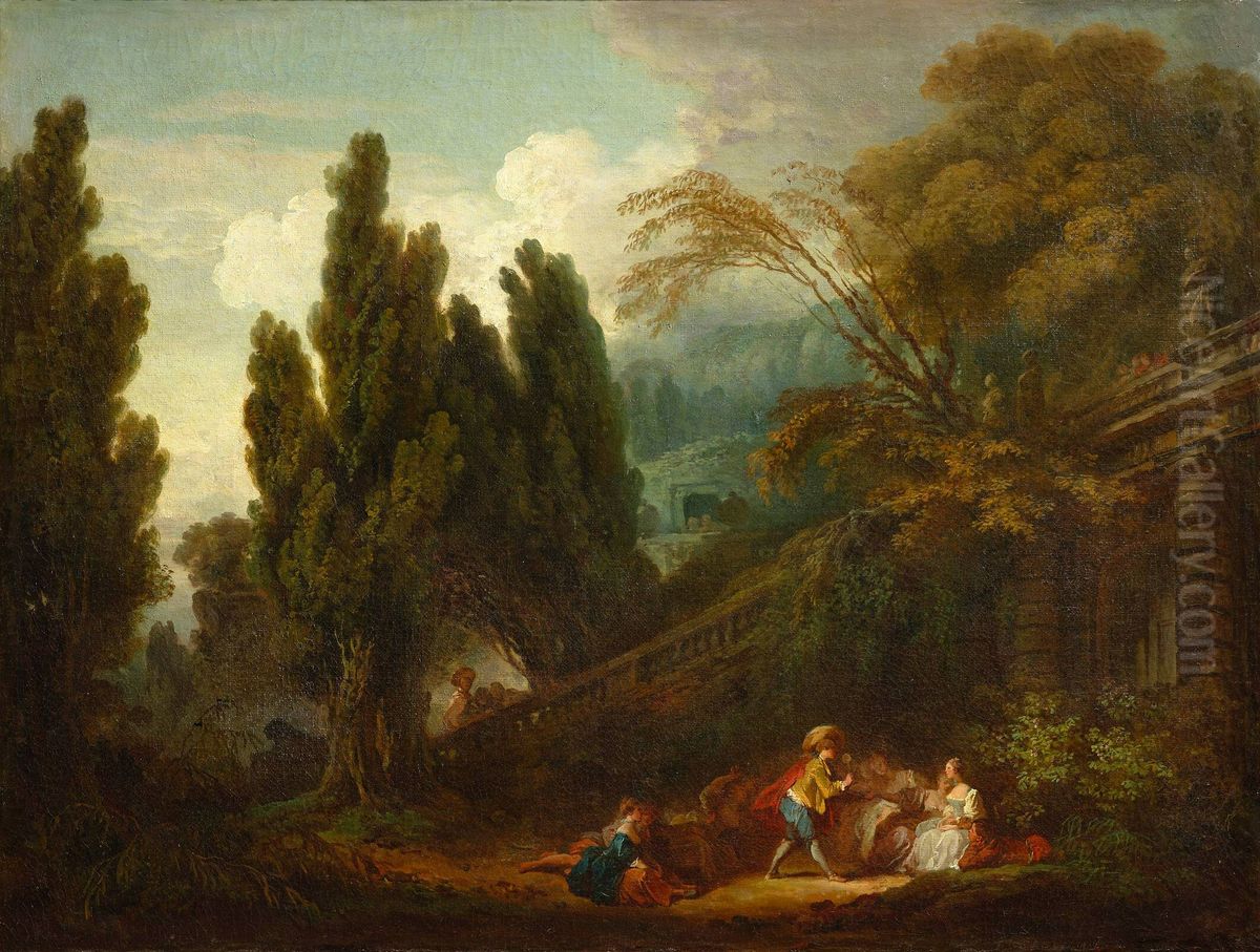 Le Jeu de la palette Oil Painting by Jean-Honore Fragonard